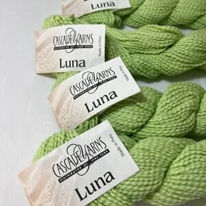 Cascade Luna Peru Yarn 100% Cotton - 4 skeins Lot Bundle Lime Green